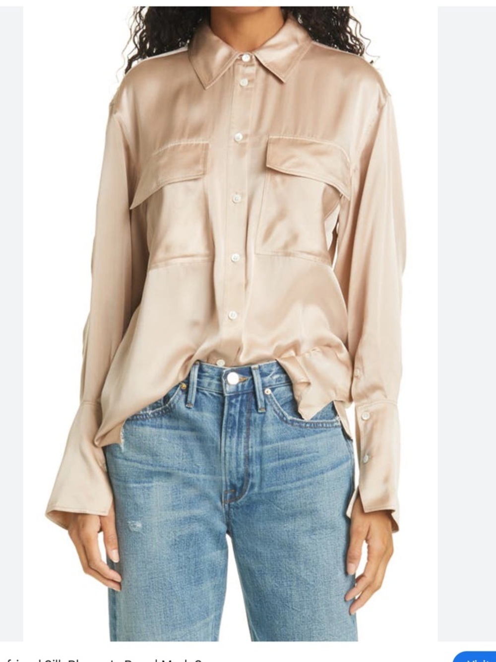 Frame Denim Boyfriend Silk Blouse in Bare
